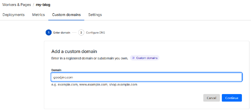 Add Custom Domain in Cloudflare