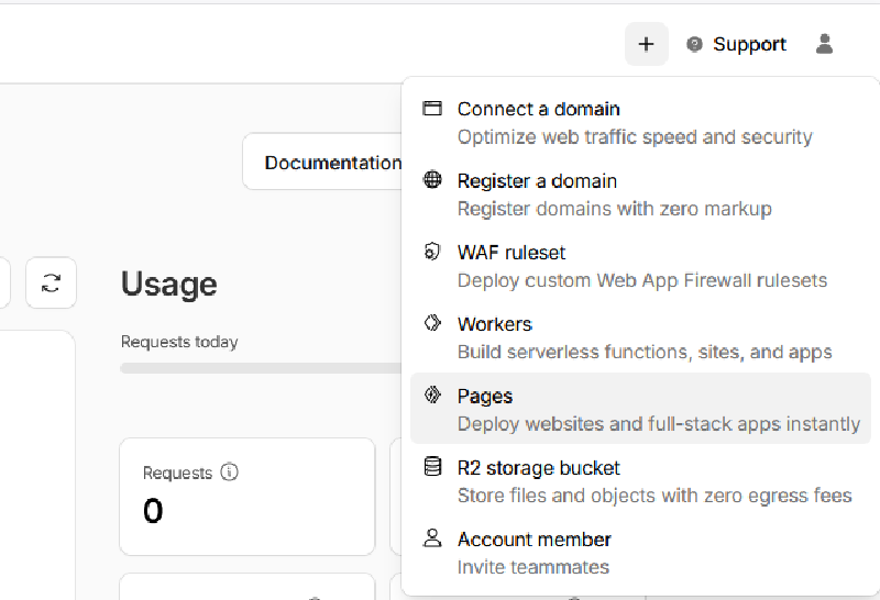 Create Pages in Cloudflare