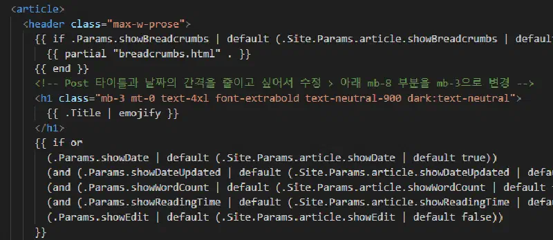 노란색 박스 없이 한글이 정상적으로 표시되는 VS Code 편집기 화면